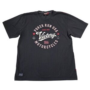 Victory Motorcycles Poker Run USA Graphic T-Shirt Black XL 106 Biker Grunge Punk